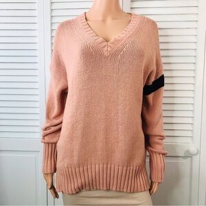 360 SWEATER Pink V-Neck Knit Pullover Sweater Size Medium